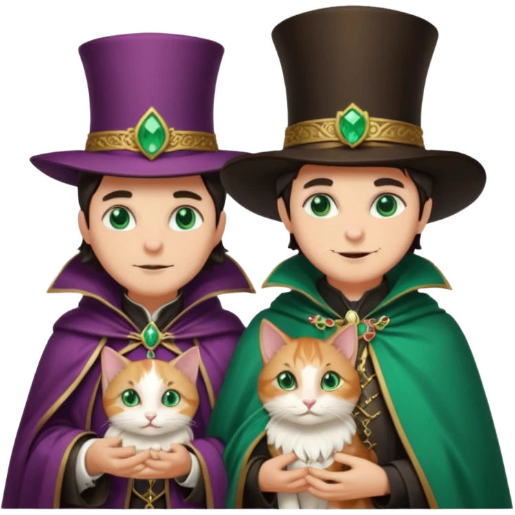 magician couple and their pet cat emoji