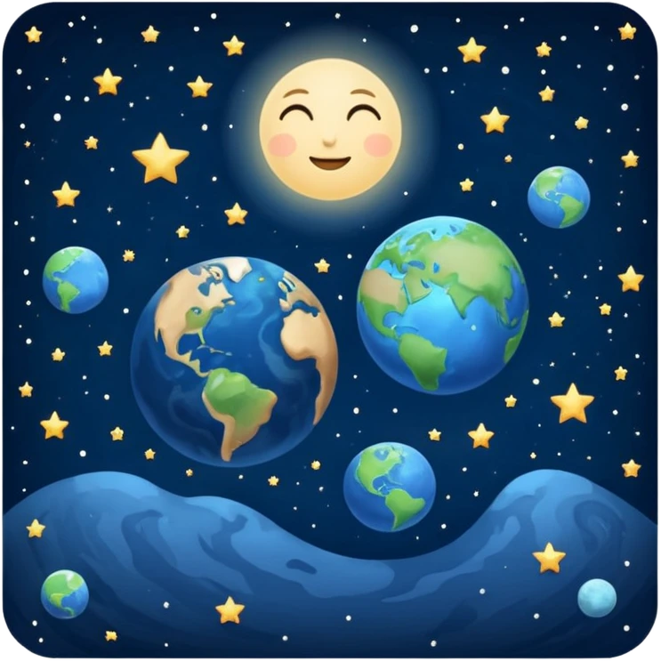 earth and the moon add stars emoji