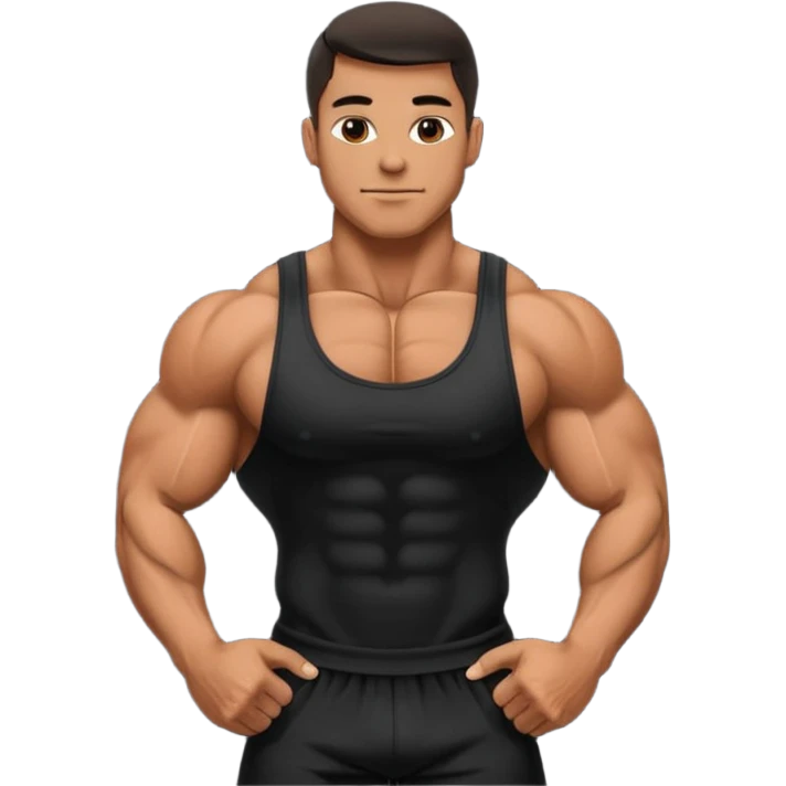 bodybuilder wearing black emoji