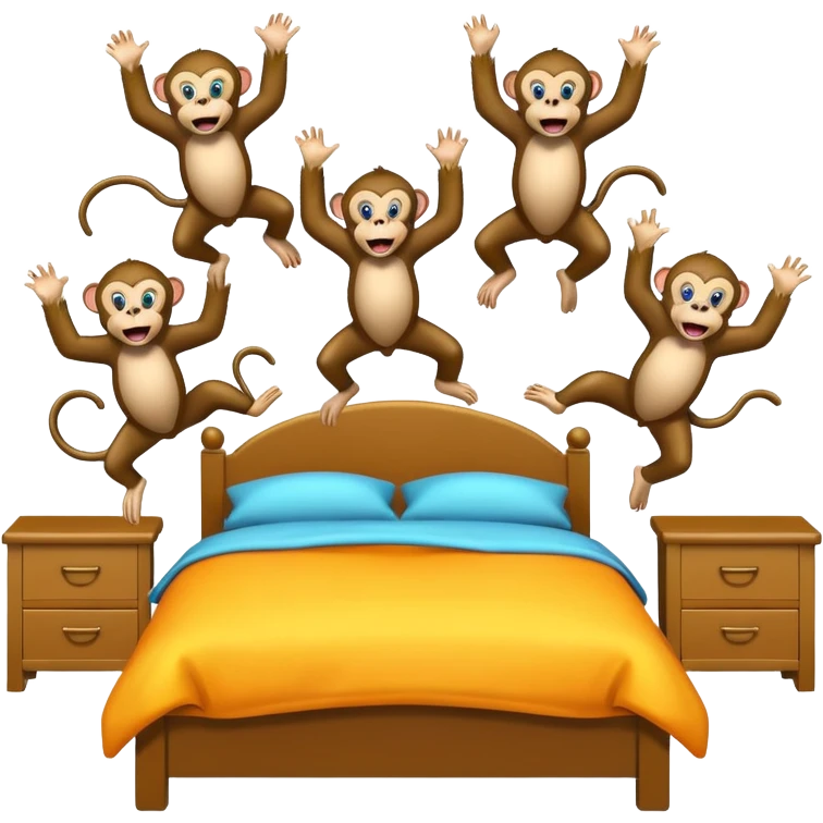 Cinco monitos salta en la cama uno se cayó se golpeó la cabeza mamá llamo al doctor ye le doctor dijo no más monos saita em la cama emoji