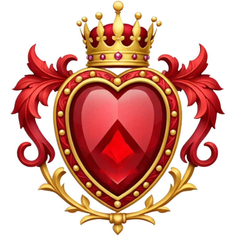 Royal crest, ruby frames, gold, red theme emoji