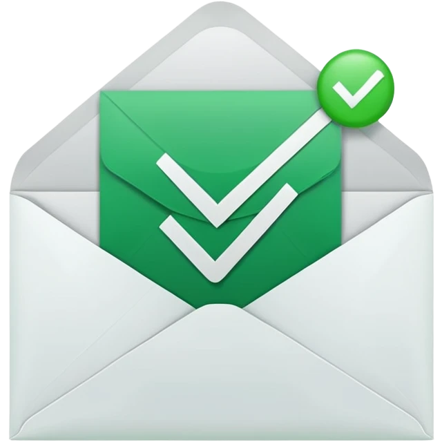 a letter with green checkbox inside the white envelop emoji