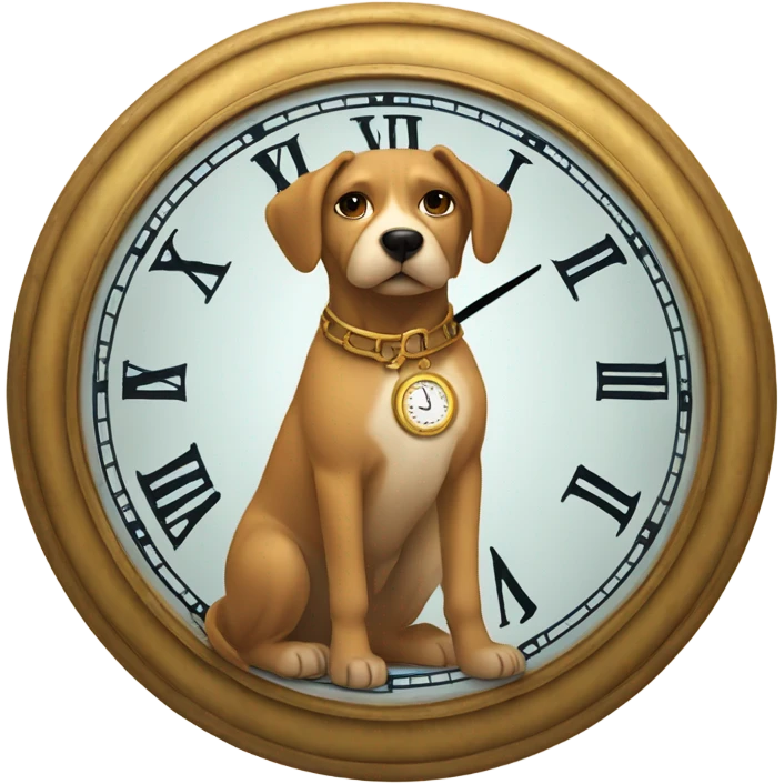 dog holds a big clock emoji