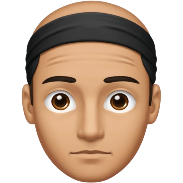 necesito la cara de un hombre con una vincha de color negro en la frente. la vincha tiene que ser angosta y tiene que estar en la frente del hombre, arriba de los ojos y abajo del pelo. emoji