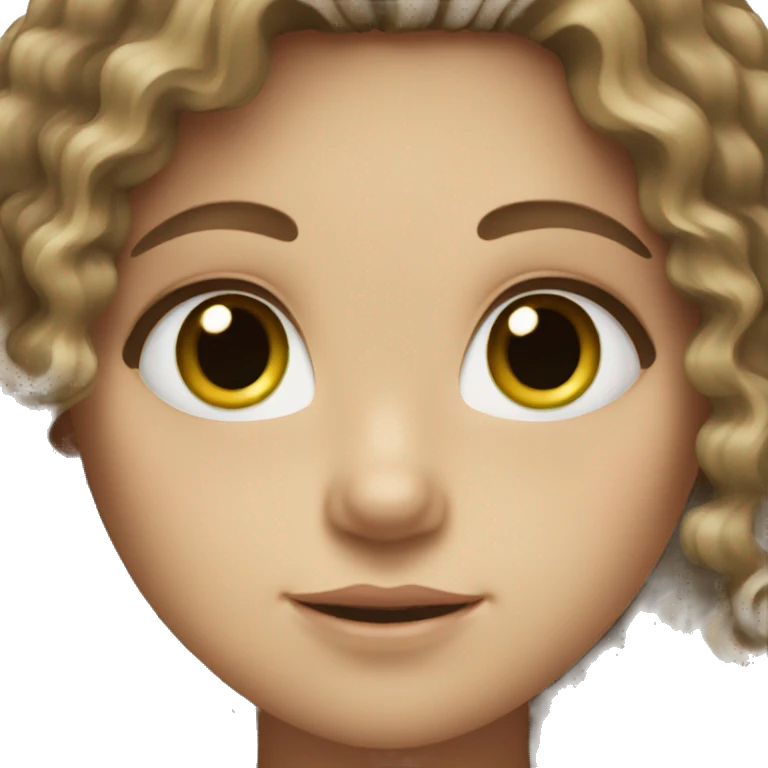 Girl with pale skin, curly brown hair, and green eyes. emoji