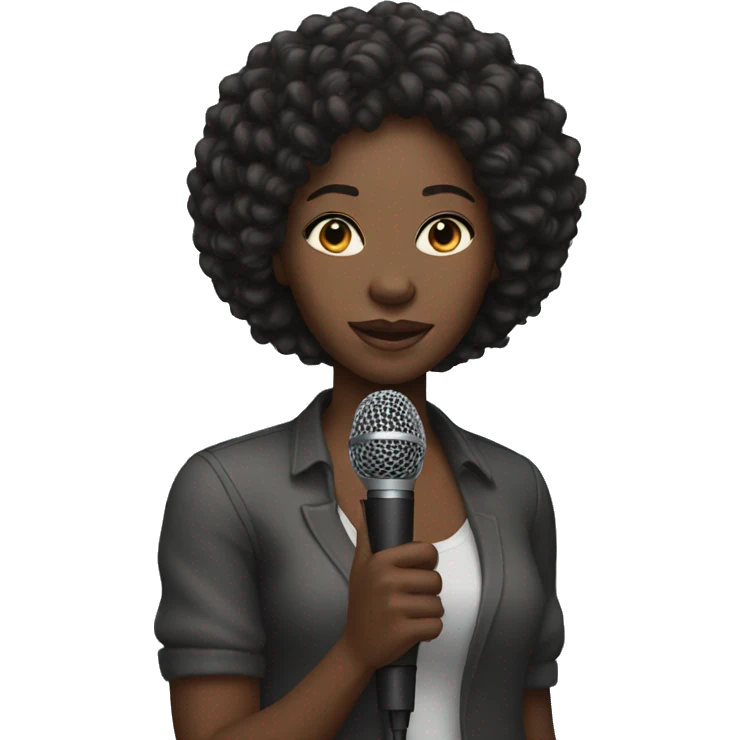 black woman holding a mic emoji