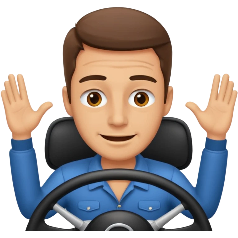 driver with simple face at steering wheel winking emoji