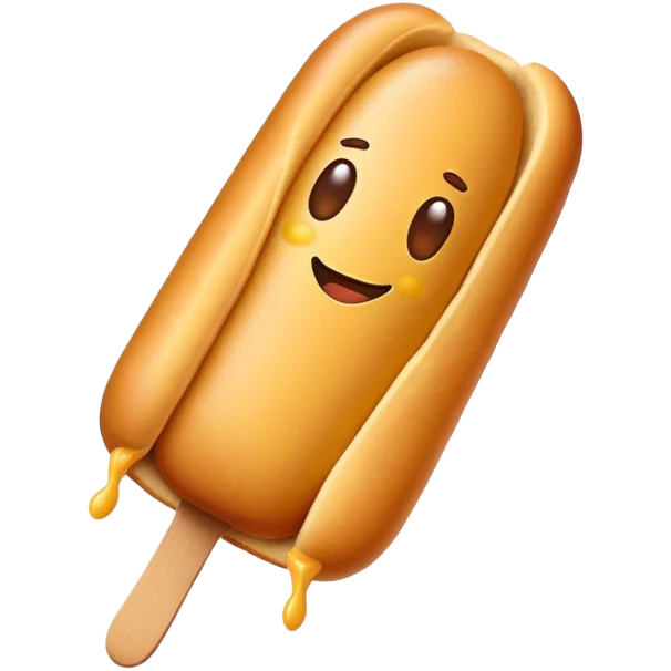 Minimalist corn dog emoji with gentle colors emoji