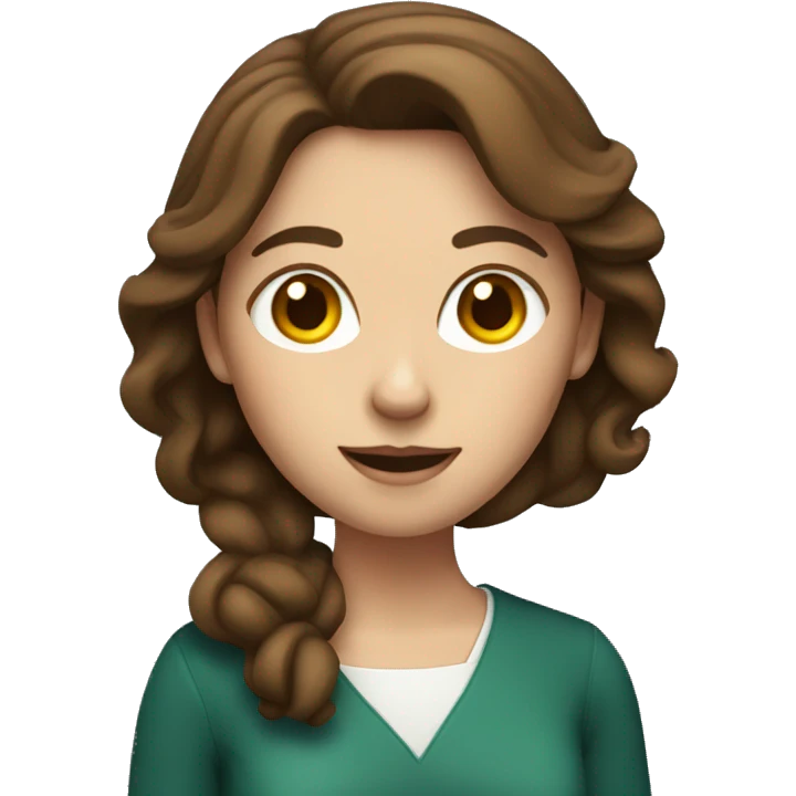 Female teacher with brown hair holding an apple  emoji