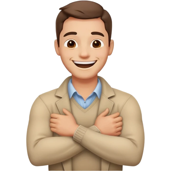 Arms crossed holding neck laughing guy emoji