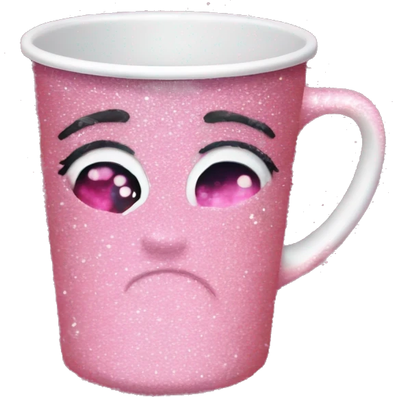 Pink glitter tumblr cup emoji