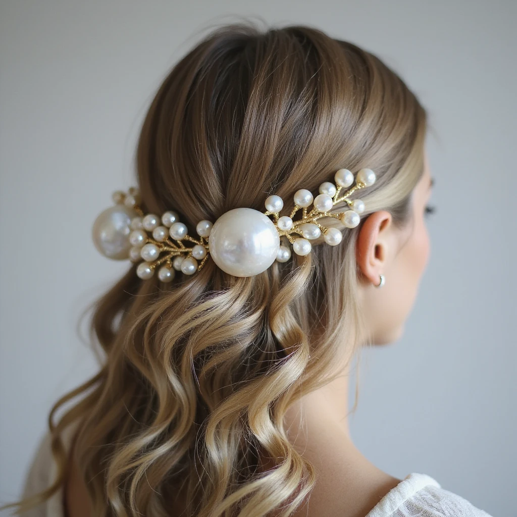 realistic hairclip made of mother of pearl, photorealistic style emoji