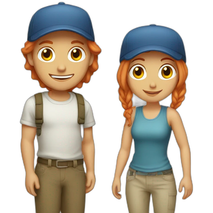 couple boy blond with cap and woman redhair emoji