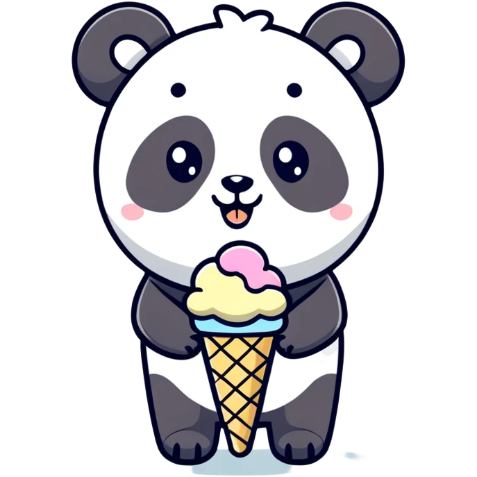 Panda with ice cream emoji