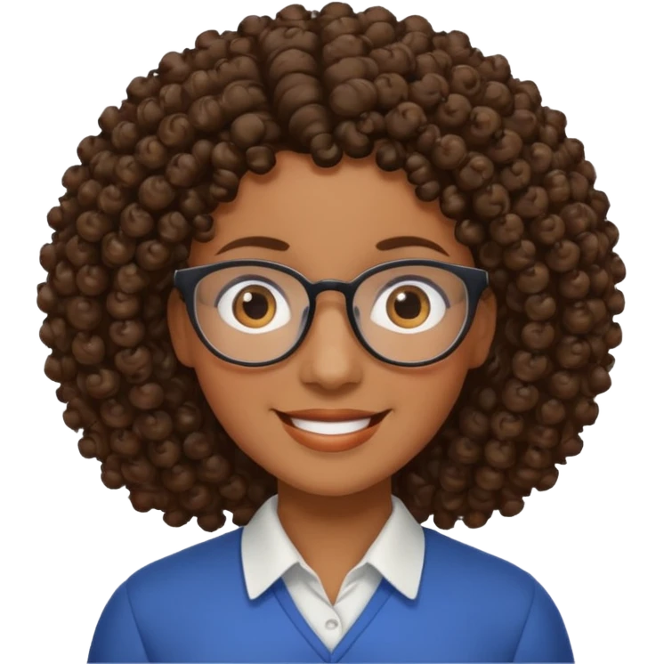 Black teacher no glasses and curly hair emoji