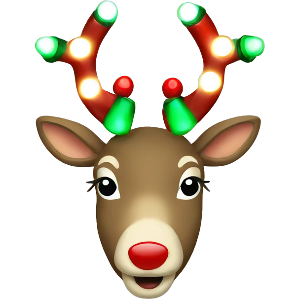 Reindeer with red, green, & white vintage Christmas lights  emoji