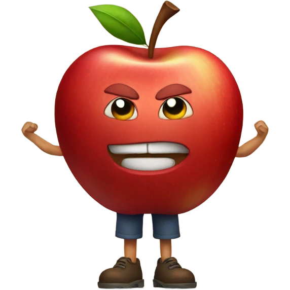 Personified red Apple with arms and legs emoji