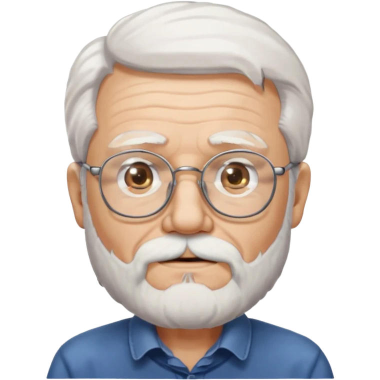 Old man, white hair and beard, glasses emoji