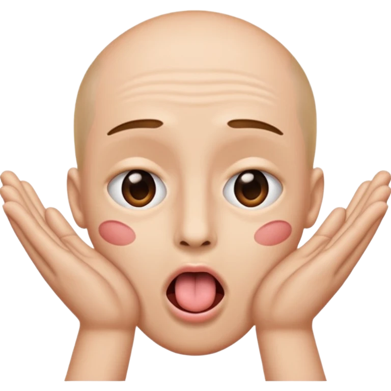 Two hands facing out in front of a face with its eyes open and tongue out emoji