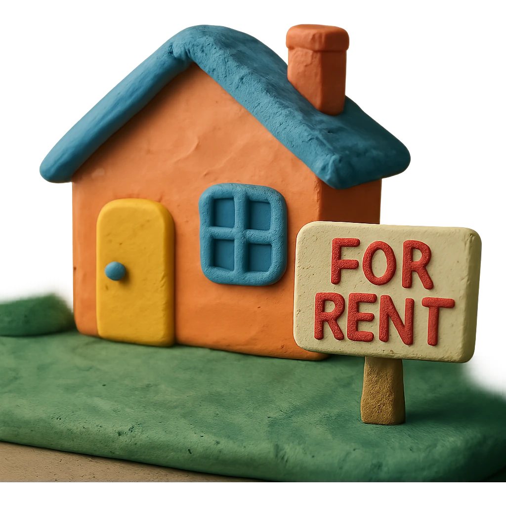 house with a 'for rent' sign emoji