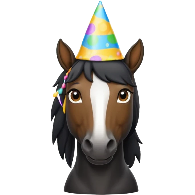 black horse in t shirt with party hat front view emoji