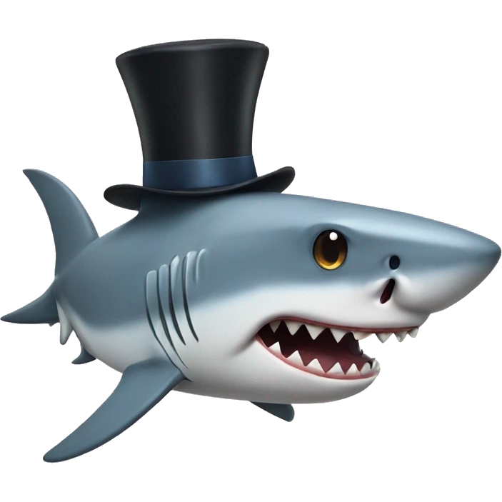 Shark with a top hat emoji