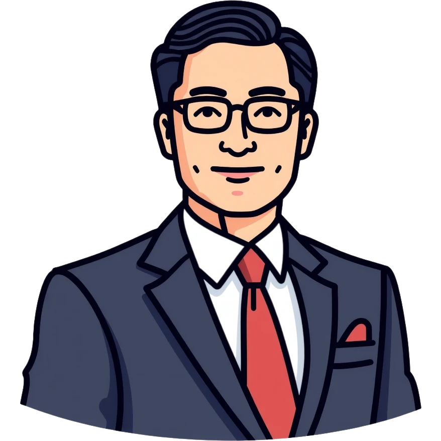 Asian businessman in suit, professional persona emoji