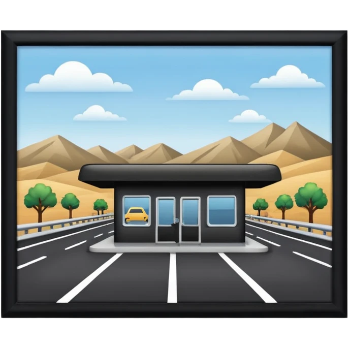 a rest stop on a highway between cities emoji