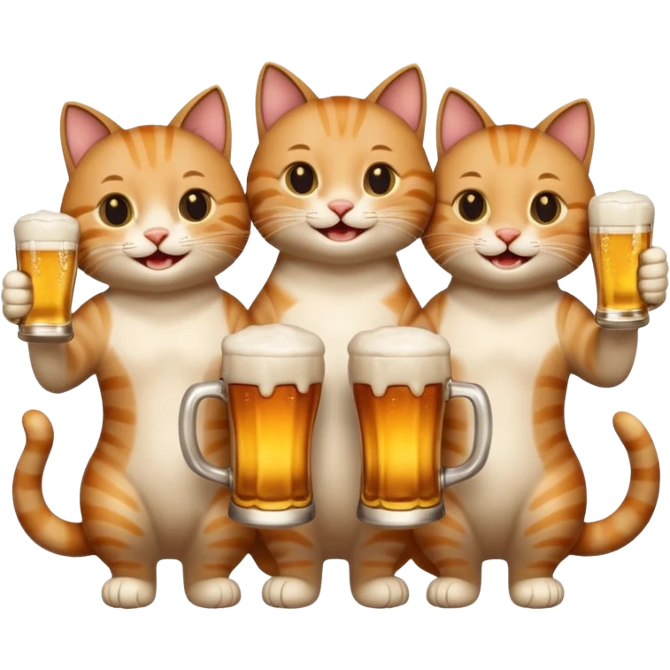 four happy cats drinking beers together toasting emoji
