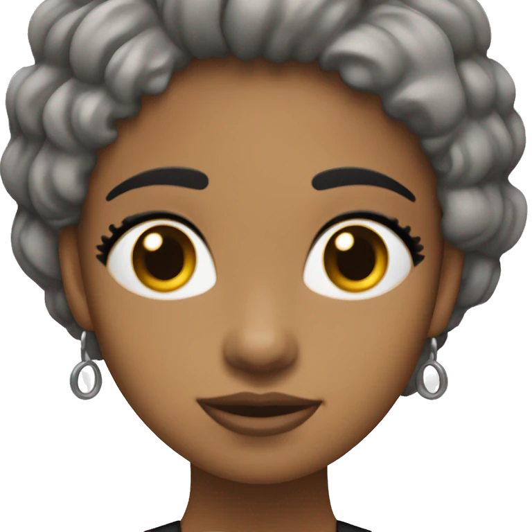 Chica con pelo negro, morena, ojos negros, pelo algo corto y liso  emoji
