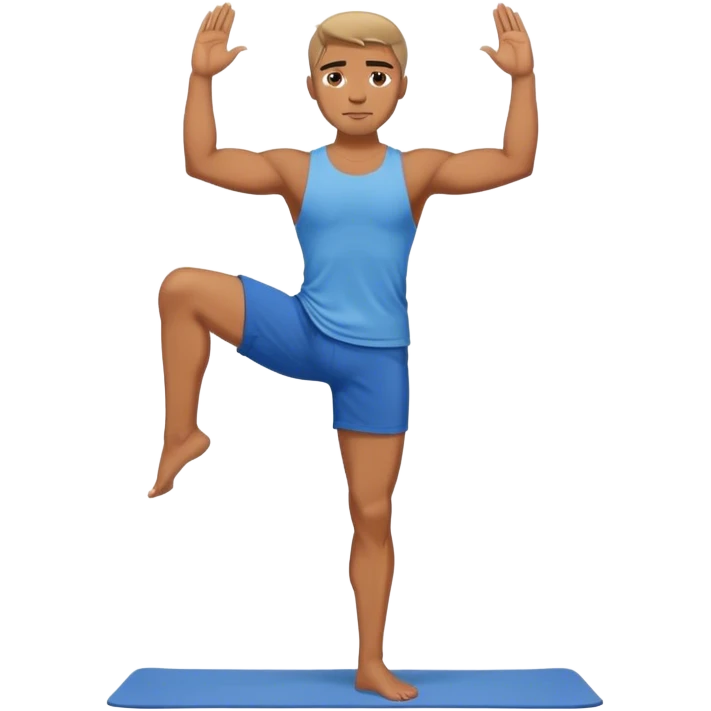 guy blue short warrior2 yoga pose emoji