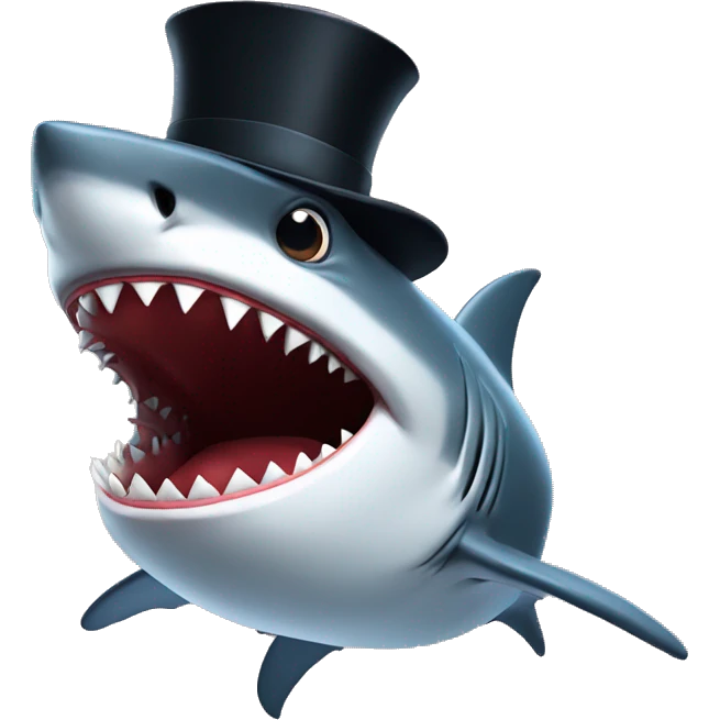 Shark with a top hat emoji