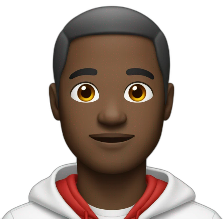 black man in white collared shirt and red hoodie emoji