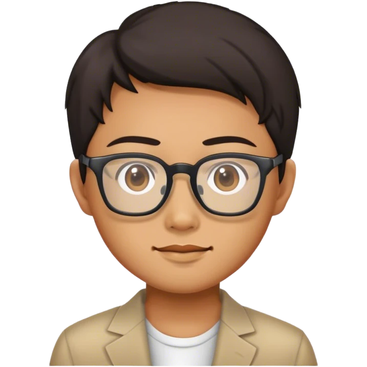 An Asian with square glasses and with thanaka emoji