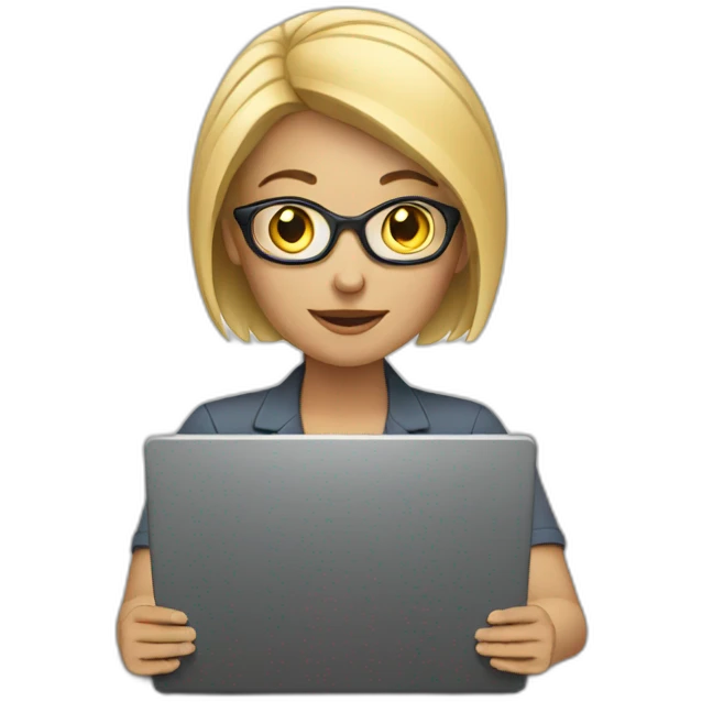 white woman working with laptop emoji