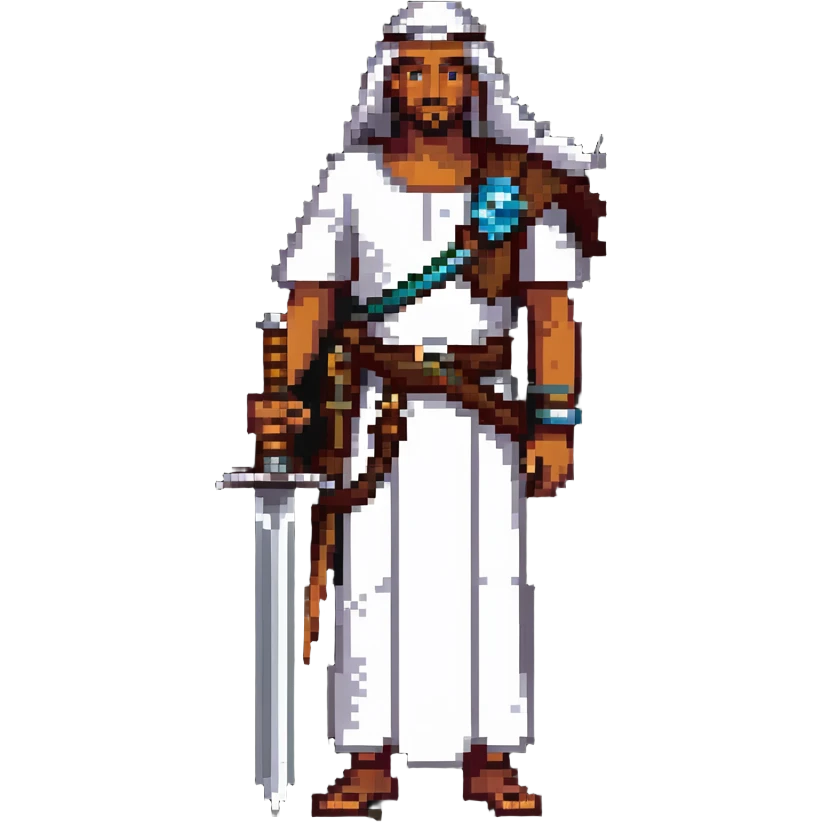 ancient Arab man with a sword on his shoulder emoji