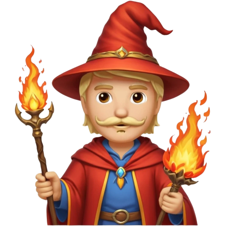 fire blonde wizard with mustache emoji