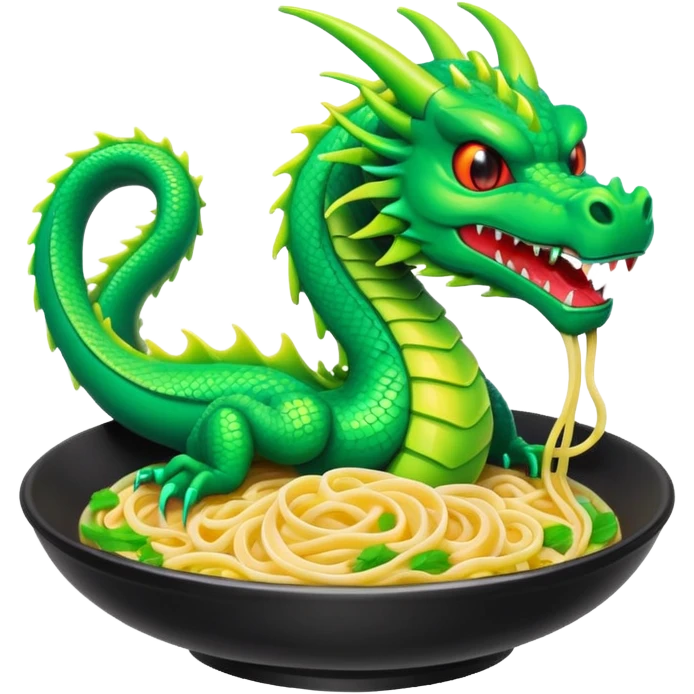 Cyberpunk style noodles restaurant and dragon emoji