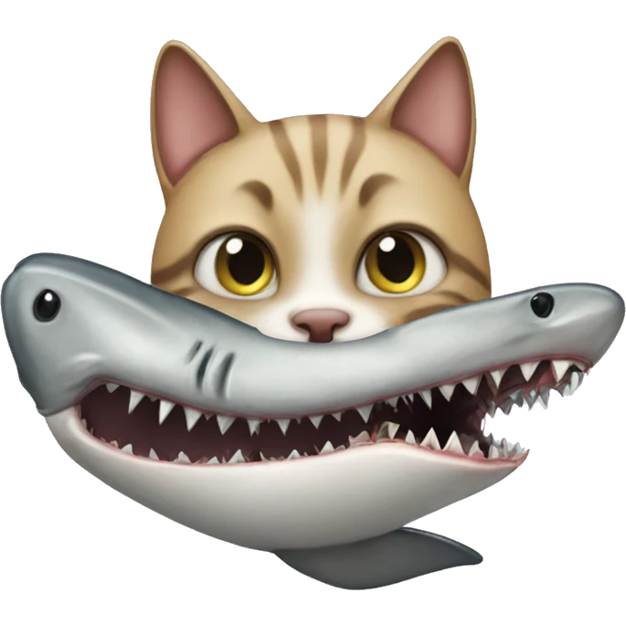 Cat eating shark emoji