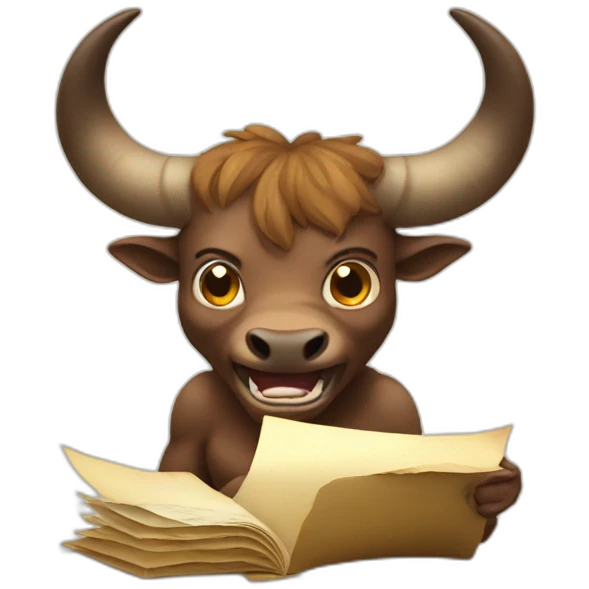 Minotaur eating document emoji