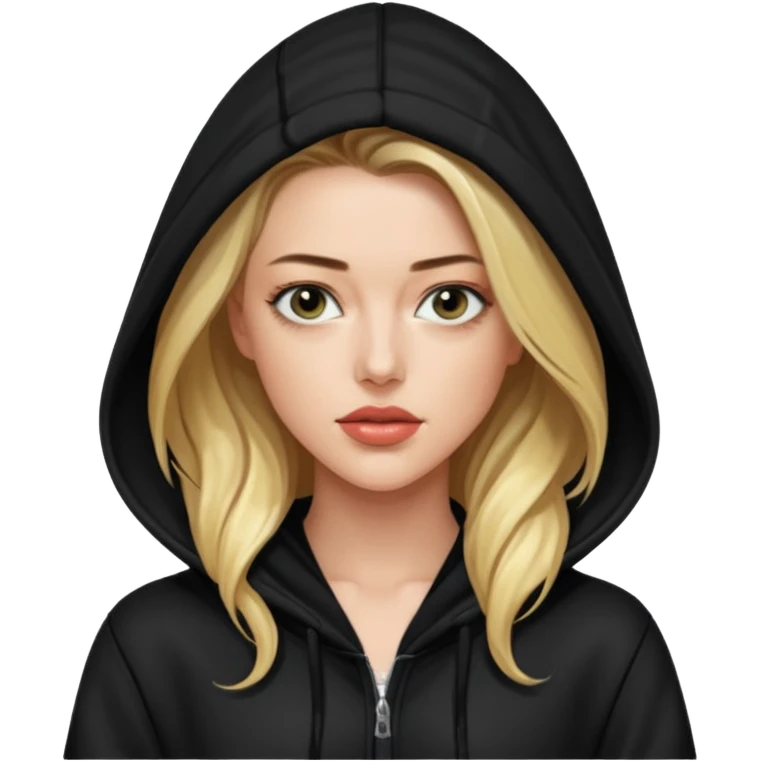 amber heard with black hoodie emoji