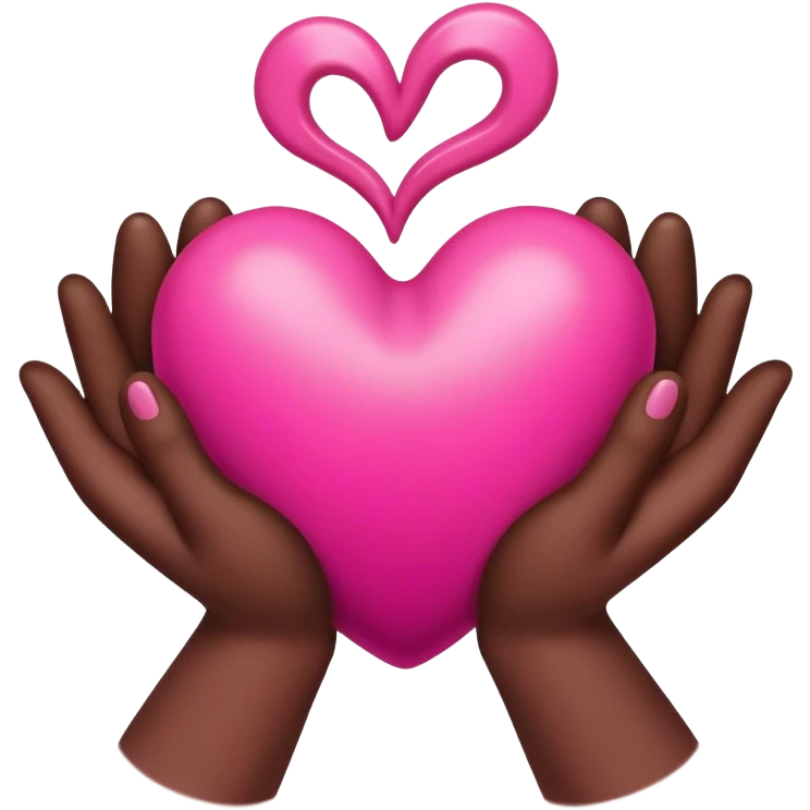 Pink Heart in brown hands emoji
