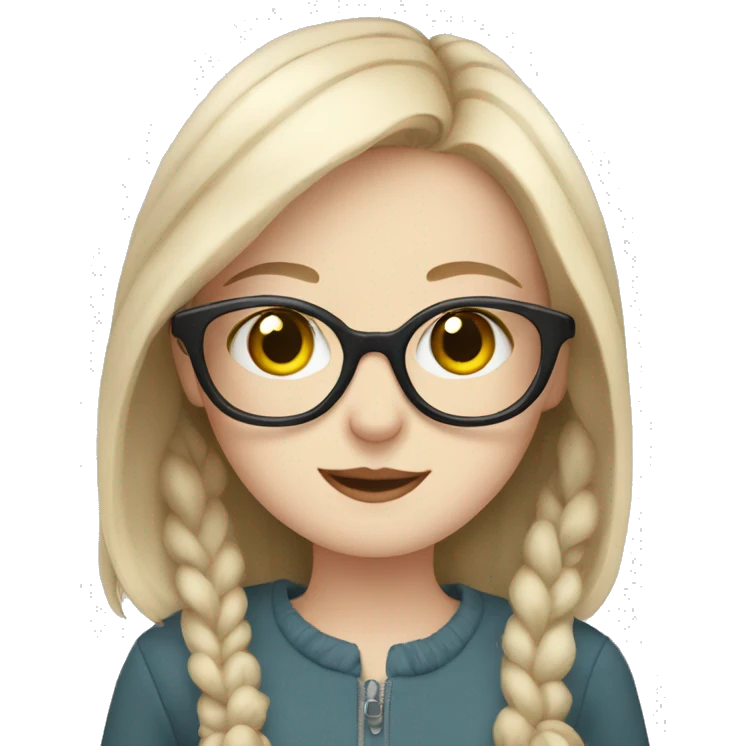 Pale girl with glasses holding a cat emoji