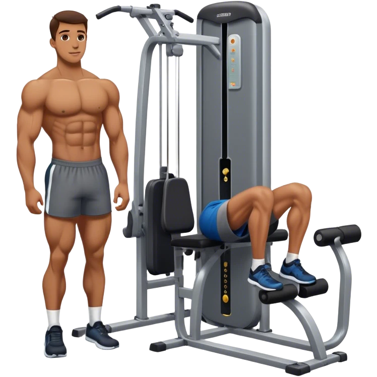 guy next to gym calf-raise machine emoji