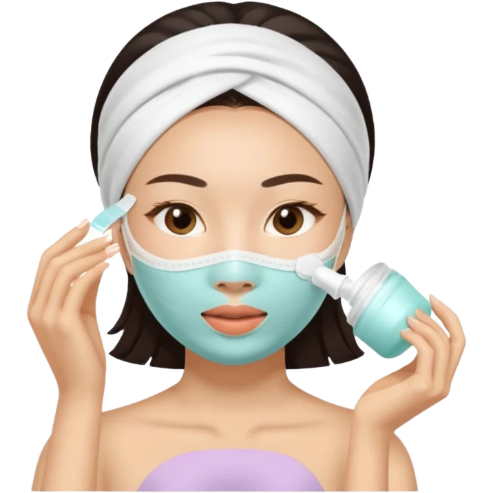 Asian women doing facial mask beauty emoji