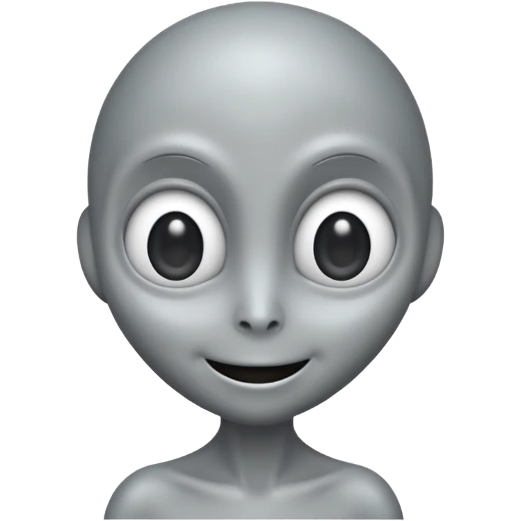Classic grey alien, elongated head, cute cartoon emoji, no background emoji