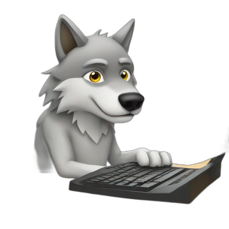wolf at a computer emoji