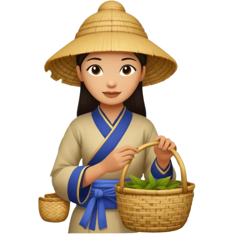 ชนเผ่าภาคเหนือไทย เก็บใบชา ข้างหลังมีตะกร้าเก็บใบช้า emoji