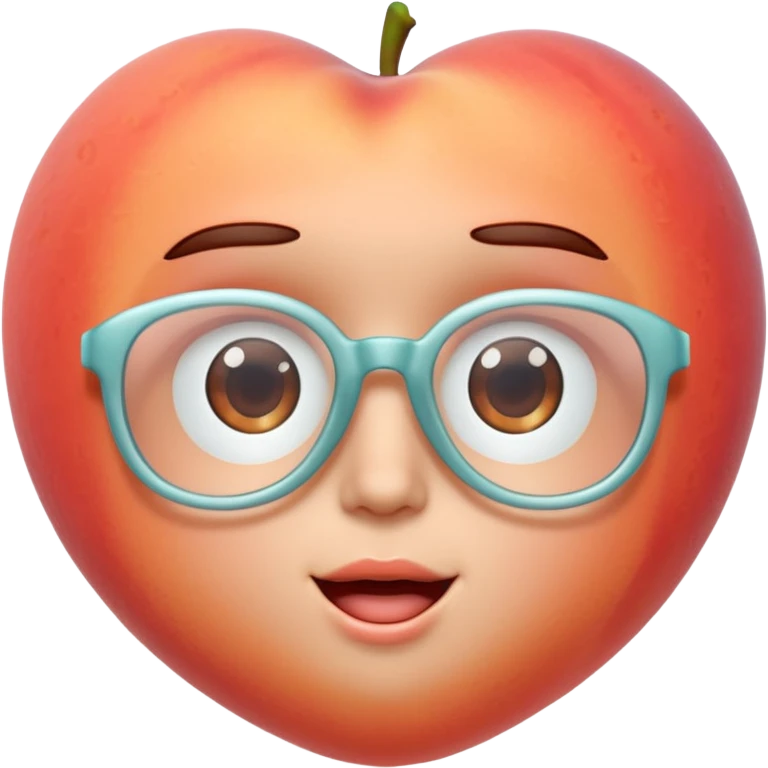 A 3D cartoon transparent peach-coral spectacle with subtle shine and curved frame edges, isolated on soft plain background, Memoji-style. emoji