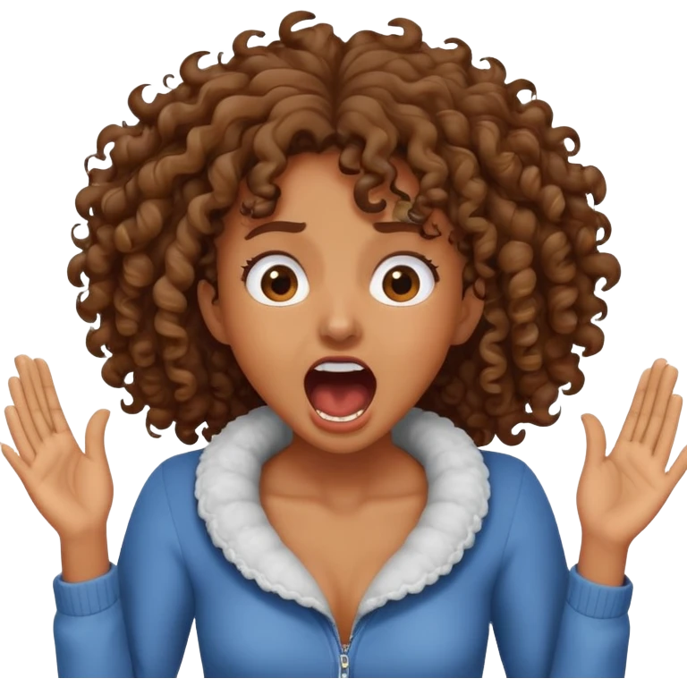 Brown curly Girl grabing her NECK screaming  emoji